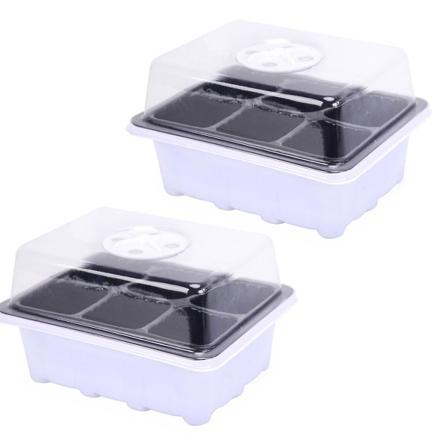 2 Sæt Hydroponiske Plante Startbakker Have Børnehavebakke Starter Pot Bakke Kuppel Stikbakke Sort 18.5 Black 18.5X14.5CM