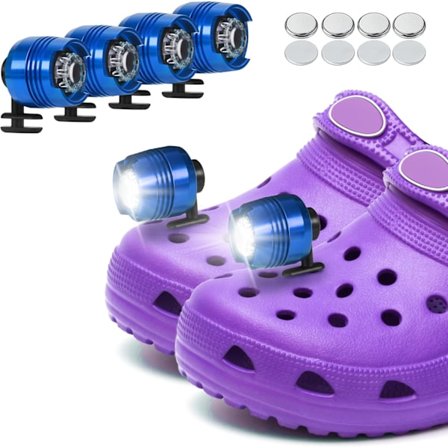 4 stk. Forlygter til Croc Sko, LED Lommelygte Charms Tilbehør til Voksne og Børn, 3 Tilstande Lommelygte (Inkluderer Kun Lys)