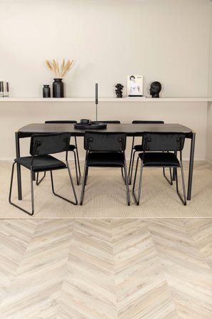 Venture Home - Matgrupp Pelle med 6 st matstolar Kenth - Svart - Matgrupp 6 personer - Från Homeroom