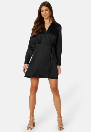 BUBBLEROOM Destinee wrap dress Black Klær