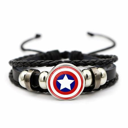 1 st Glitter Batman Wonder Woman Logo Time Stone Läderarmband Armband Smycken A1