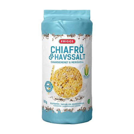 Friggs Chiafrø og Havsalt 130 g, Helse & Madvarer, Snacks, Chips & Kiks
