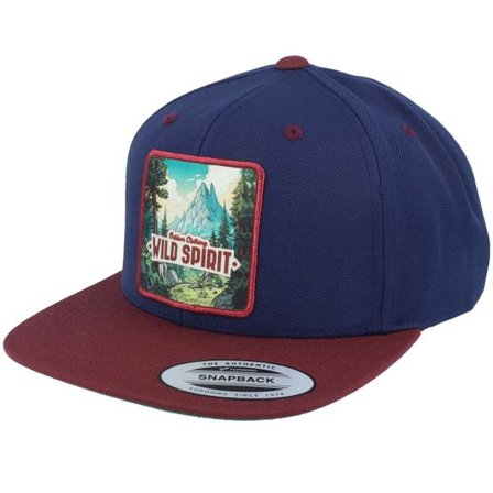 Wild Spirit - Blå snapback Keps - Mountain Forest Logo Box Navy/Maroon Snapback @ Hatstore