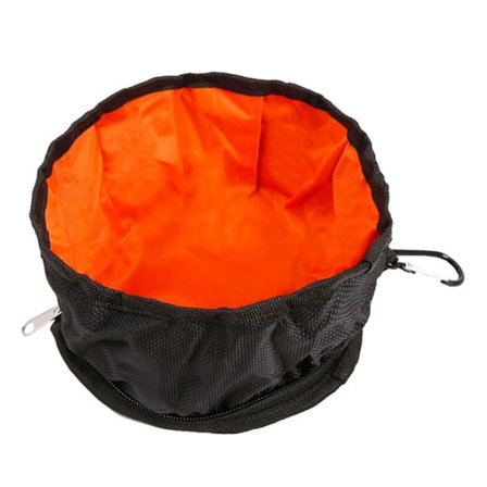 Sammenklappelig Rejse Vandskål til Hunde Vandtæt Stor Diameter Letvægts Foldbar Vandskål til Hunde med Krog til Katte Udendørs Sort