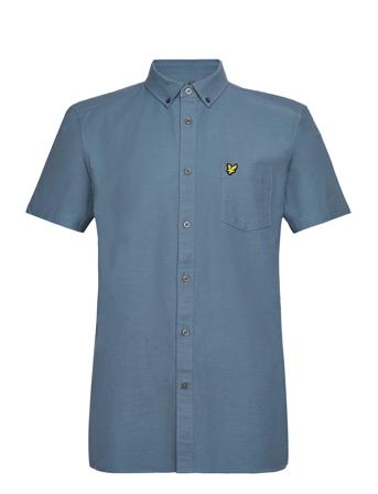 Cotton Slub Short Sleeve Shirt Kortærmet Skjorte Blå Lyle & Scott