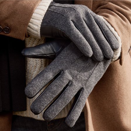 Hiems | Grå Hansker av Skinn og Ull for menn - Vinterhansker