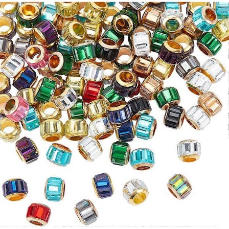 100 stk. Fasetterte Europeiske Glassperler Fargerike Store 5mm Hull Rondelle Perler Rondelle Kolonne Slide Charms Løse Spacer Dekor Perler for DIY Lær