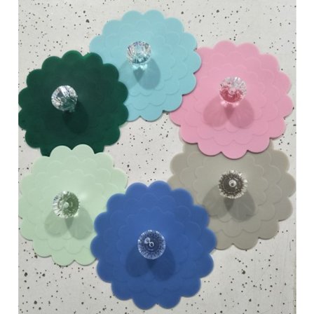 6-delt ekstra stort silikonekop låg Camping kop låg - kop cover, 6 forskellige farver