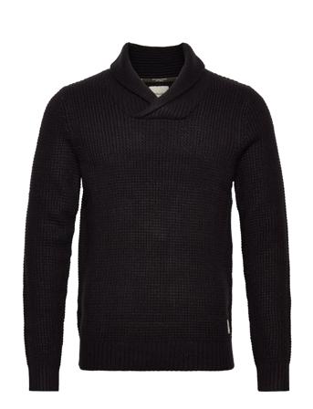 Jjenick Knit Shawl Neck Noos Stickad Tröja V-krage Svart Jack & J S