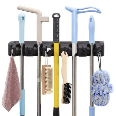 Mopp och kvasthållare Väggfäste Kraftig kvasthållare Väggmonterad