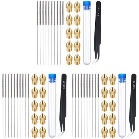 63-delt 3D-printerdyse-rengøringskit og 0,4 mm Mk8-dyse-nåle