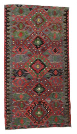 Kelim Vintage Turkije Vloerkleed Handgeweven 167X315 Bruin/Rood Turkije