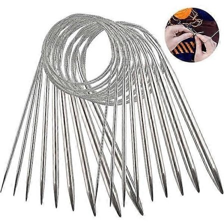 10 rundstickor, stickset, 80 cm stålstickor