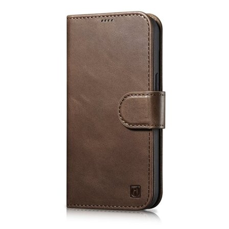 iCarer 2in1 Oil Wax Leather Wallet Case for iPhone 14 Plus, Anti-RFID, Brown (WMI14220723-BN)