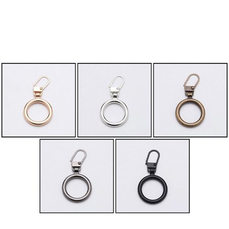 Aftagelige lynlåstrækkere, 5 stk. runde metal lynlåsskydere