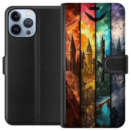 Kompatibel Tegnebogsetui til Apple Apple iPhone 13 Pro Max Fire magiske slotte i forskellige elementfarver, episk fantasykunst med ild vand luft og mÃ