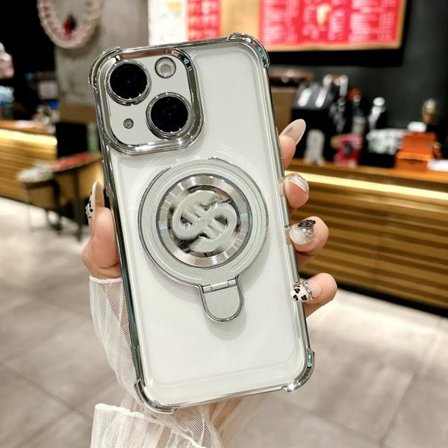 Bakskal med MagSafe + linsskydd till iPhone 15 Plus - Silver