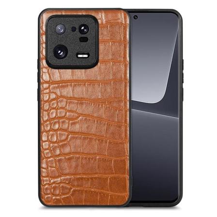 SKALO Xiaomi 13 Pro 5G Crocodile PU Leather Hybrid Cover - Brun Brown