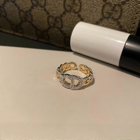 Avoin säädettävä CD-kirjainlogolla koristeltu timantti-leikkausrengas naisten sormus Betterlifefg