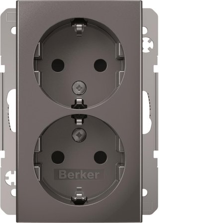 Hager 47781404 Pistorasiarunko 2-osainen, 2x X-liitin, kojerasiaan Hopea, Kytkimet & pistorasiat