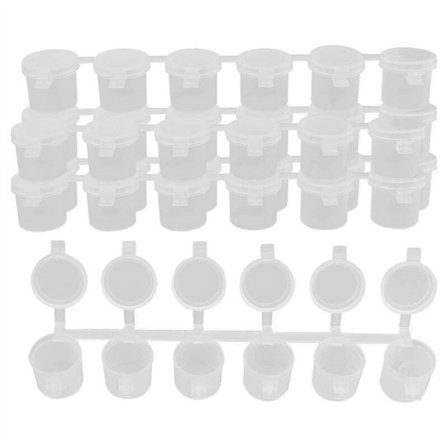 5 strimler med 30 tomme malerbøtter, 10 ml/0,35 oz, mini malerbøtter, gennemsigtige plastbeholdere