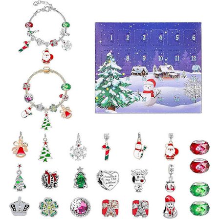 Julekalender 24 Rutenett Julekalender Konvolutt Blindboks DIY Anheng Sjarm Smykkelaging Kitchrui1102