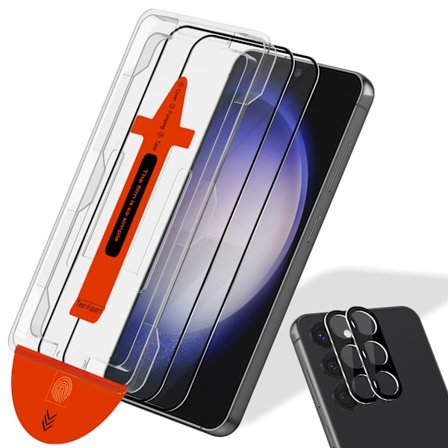 2-PACK Samsung S23 Skærmbeskytter & 2-PACK linsebeskytter - Hærdet Glas | [Automatisk Installation] - Boblefri