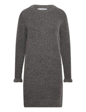 Slfsia Ras Frill Ls Knit Dress Selected Femme Grey
