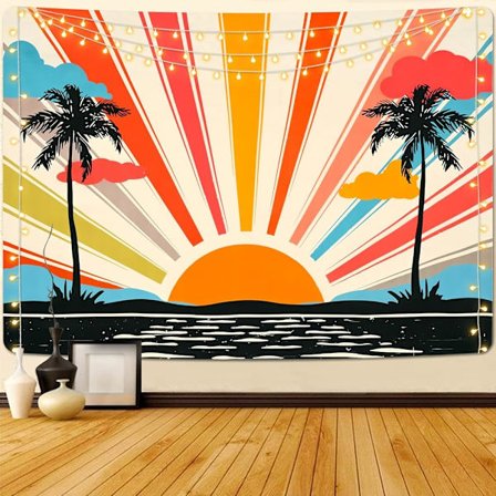 Gobelini seinälle - Retro 70-luvun sateenkaari seinävaatteet auringonnousu auringonlasku