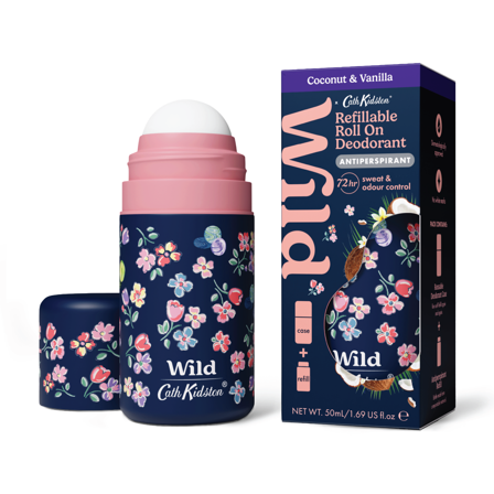 Wild Roll On Antiperspirant Marble Case Coconut & Vanilla Startpakke, 50 ml