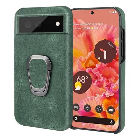 Iskunkestävä nahkasuojus soikealla jalustalla Google Pixel 6:lle - Vihreä Green