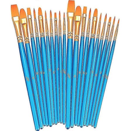 Penselset, 2-pack 20 st Rund spetsiga penslar Nylonhår Konstnär Akrylfärg Penslar För Akryl Olja Vattenfärg, Ansikts Nagelkonst, Min