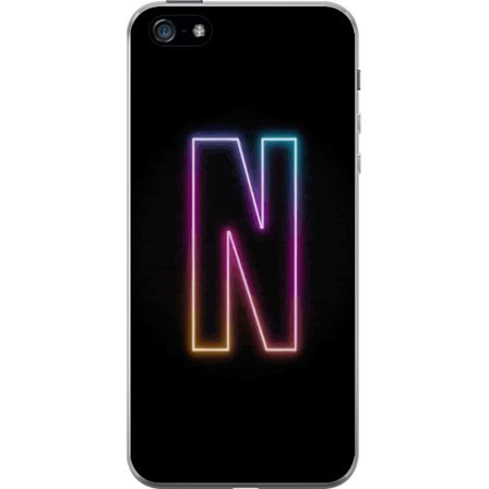 Kompatibelt Mobilskal till Apple Apple iPhone 5 Minimalistisk neonbokstav N i färgskiftande ljus mot svart bakgrund