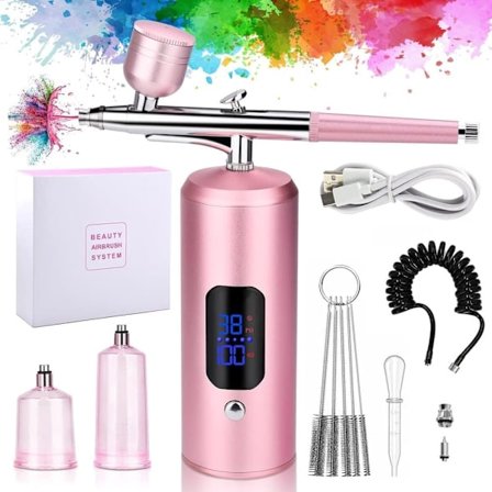 Airbrush Maskine - Trådløst Sprøjtepistolsæt med USB-opladning og 3 Hastighedstilstande, til Neglekunst, Kagedekoration og Maling