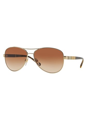 Burberry Women's Sunglasses with a frame made of steel in gold and plastic lenses in brown gradient