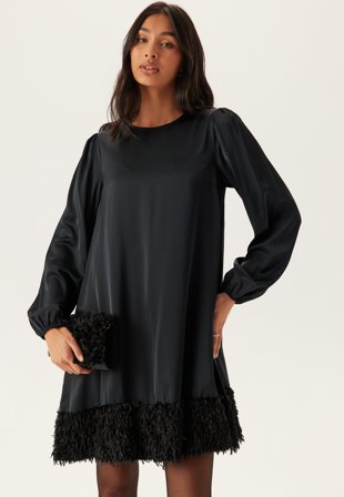 VILA - Viveer O-neck L/S SHORT DRESS - Black Beauty