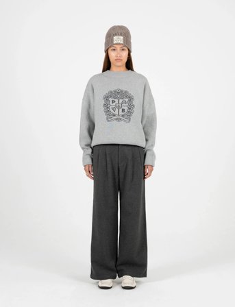 Prohibited Emblem Knit Sweater - Grey - XXL