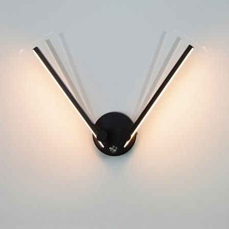 Baderomsvegglampe med bryter 2 pærer 12W LED for baderomsspeil 73cm Dobbel LED-lys Justerbar arm 300° (Svart 3000K)