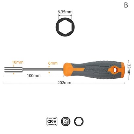 1/4 (6,35 mm) Ratchet Holder Håndtak Multifunksjonell Magnetic Bi