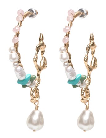 Pilgrim | Force Large Hoop Earrings White/Gold-Plated | ONE SIZE