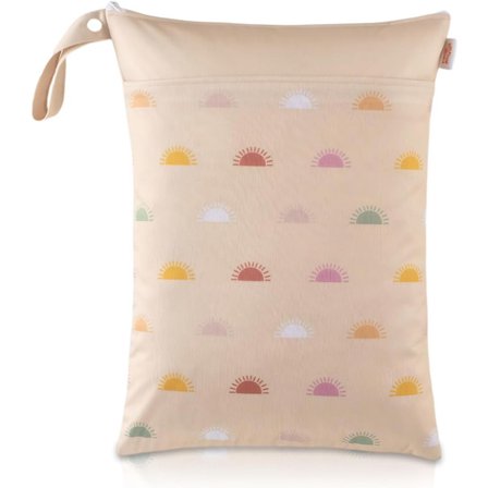 Genanvendelig Vandtæt Wetbag Blepose Miljøvenlig Rejsetaske Opbevaringspose til Bleer til Strand, Pool og Rejser i Stilfuld Beige Farve, 