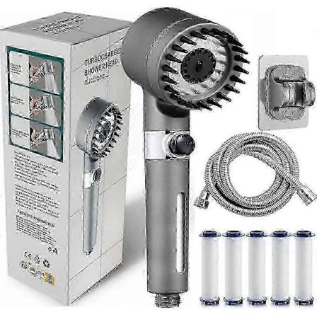 Filtrerat duschhuvud med slang för förbättrad vattenjonisering i badrum