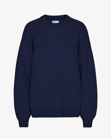 Oversized Merino Wool Crew - Marine Blue