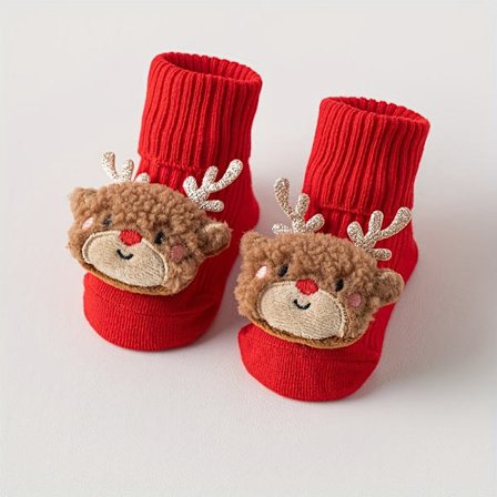 [Jul] 1 par julesokker til piger - sød julemand, rensdyr