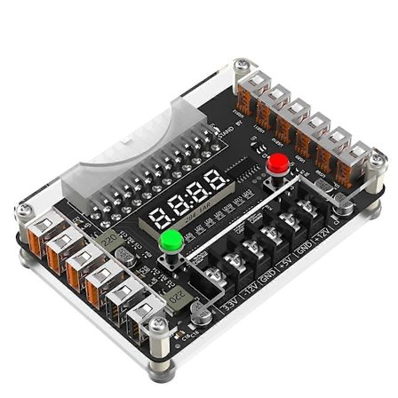 ATX Strømforsyning Breakout Board og Kabinettsett med 3.3V, 5V, 12V,-12V Utgangsspenning og 12 Porter USB, 3A Maksimal Utgang