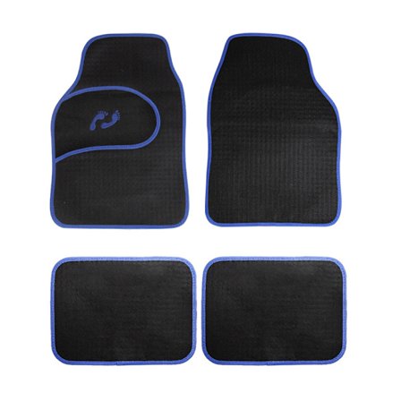 Universelt bilmåttesæt i fire dele, mokkastil, skridsikkert og støvtæt PVC-materiale, universalmodel, 250 gram. (Blå)