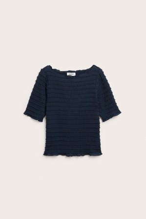 Kappahl | Båtringad topp med struktur Mörkblå S | Mörkblå