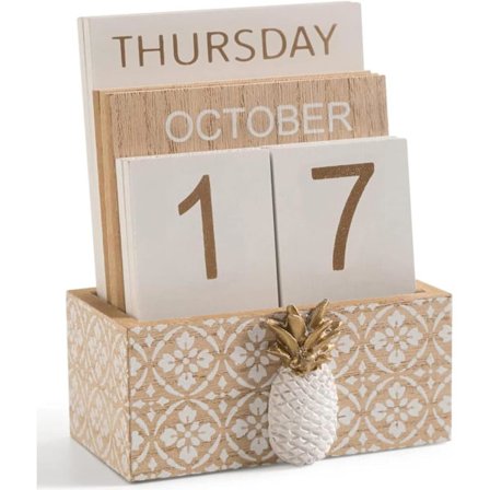 Skrivebordskalender i treblokker, evigvarende skrivebordskalender i tre