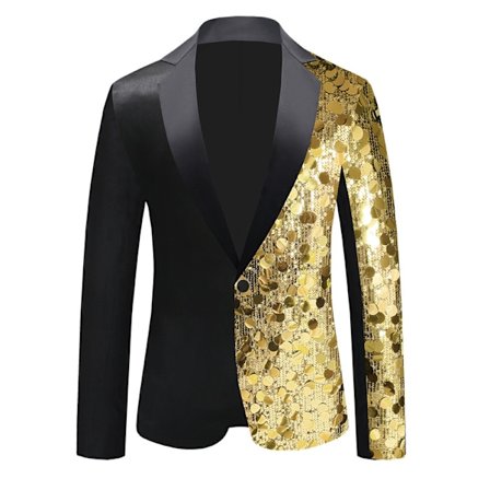 Mænds Sequin Blazer Dragt En-Knaps Slim Fit Sequin Jakke