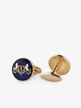 John Henric Men's Dark Blue & Gold Cufflinks Motif Size Onesize